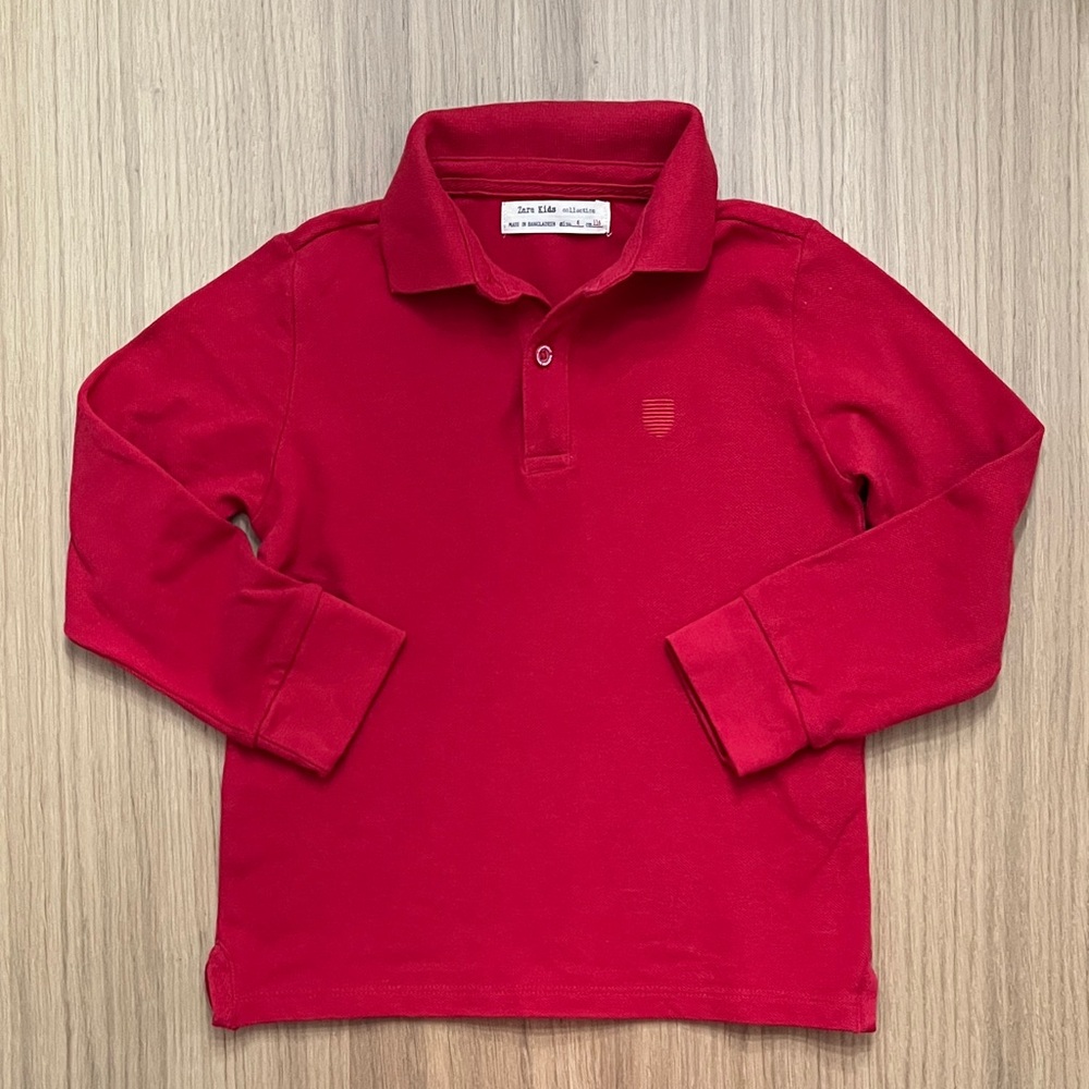 Zara, Kid’s 100% cotton long sleeve polo shirt, size 6, runs smaller.